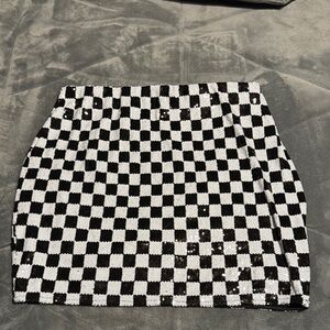 Glamorous Checkered Sequin Mini Skirt